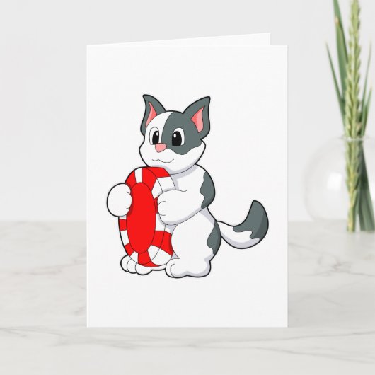 Katze mit Poker-Chip Karte (Vorderseite)