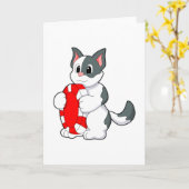 Katze mit Poker-Chip Karte (Gelbe Blume)