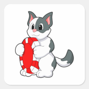 Katze mit Poker-Chip Quadratischer Aufkleber