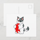 Katze mit Pokerchip Postkarte (Vorne/Hinten)