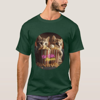 Katze mit Popcorn-Freund T-Shirt