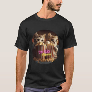 Katze mit Popcorn-Freund T-Shirt