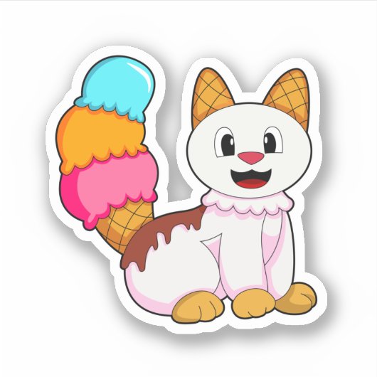 Katze mit Popsikel Aufkleber (Vorderseite)