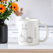 Katze mit Pumpkins Minimal Fall Line Kunst und Nam Kaffeetasse