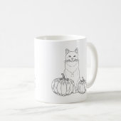 Katze mit Pumpkins Minimal Fall Line Kunst und Nam Kaffeetasse (VorderseiteRechts)