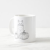 Katze mit Pumpkins Minimal Fall Line Kunst und Nam Kaffeetasse (Vorderseite Links)