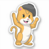 Katze mit Ramen Bowl Aufkleber (Vorderseite)