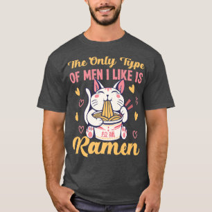 Katze mit Ramen-Design für Single T-Shirt