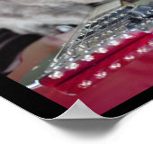 Katze mit Red Electric Gitarre Poster (Ecke)