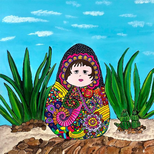 Katze mit Regenbogendecke Karte