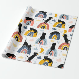 Katze mit Regenbogenmuster-Design Geschenkpapier