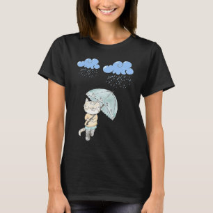 Katze mit Regenschirm in der Regenkatze T-Shirt