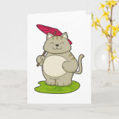 Katze mit Regenschirm Karte (Gelbe Blume)
