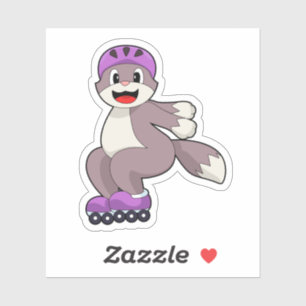 Katze mit Roller-Skaten Aufkleber