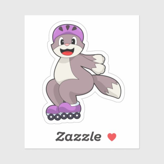 Katze mit Roller-Skaten Aufkleber (Blatt)