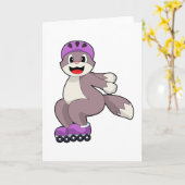 Katze mit Roller-Skaten Karte (Gelbe Blume)