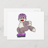 Katze mit Roller-Skaten Postkarte (Vorne/Hinten)