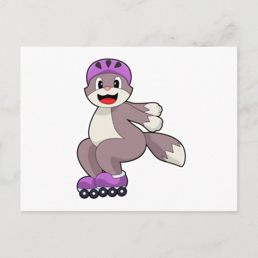 Katze mit Roller-Skaten Postkarte (Vorderseite)