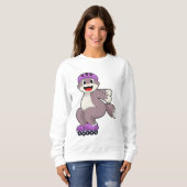 Katze mit Roller-Skaten Sweatshirt (Vorne ganz)