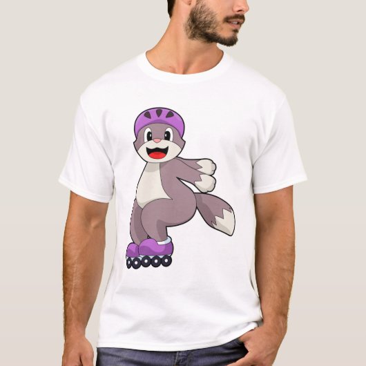 Katze mit Roller-Skaten T-Shirt (Vorderseite)