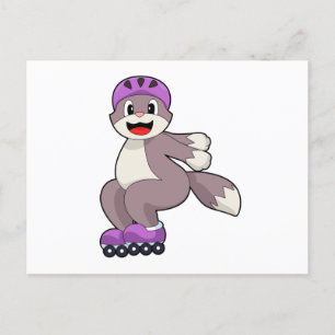 Katze mit Rollschuhen Postkarte