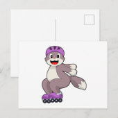 Katze mit Rollschuhen Postkarte (Vorne/Hinten)