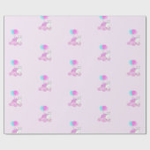 Katze mit rosa Auto und Ballons Geschenkpapier (Flach)
