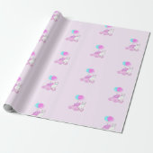 Katze mit rosa Auto und Ballons Geschenkpapier (Ungerollt)