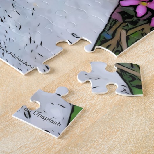 Katze mit rosa Busch, Puzzle (Seite)