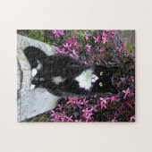 Katze mit rosa Busch, Puzzle (Horizontal)