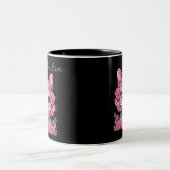 Katze mit rosa Rosen Personalisiert Beste Mama je  Zweifarbige Tasse (Mittel)
