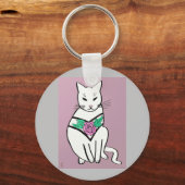 Katze mit Rose Collar Schlüsselanhänger (Vorderseite)