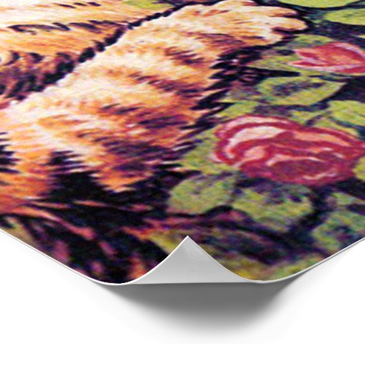 Katze mit Rose, Louis Wain Poster (Ecke)