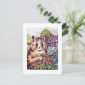Katze mit Rose, Louis Wain Postkarte (Stehend Vorderseite)