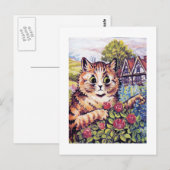 Katze mit Rose, Louis Wain Postkarte (Vorne/Hinten)