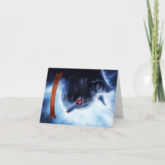 Katze mit roten Augen Feiertagskarte (Vorderseite)