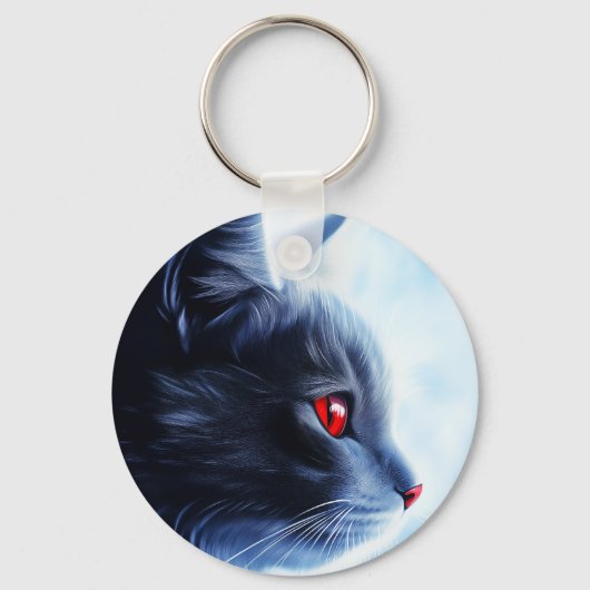 Katze mit roten Augen Schlüsselanhänger (Vorderseite)