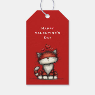 Katze mit roten Liebesherzen Süßes Valentinstag Geschenkanhänger