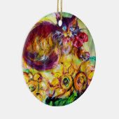 KATZE MIT ROTEN RIBBON UND SONNENBLUMEN KERAMIK ORNAMENT (Rechts)