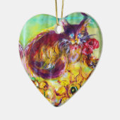 KATZE MIT ROTEN RIBBON UND SONNENBLUMEN KERAMIKORNAMENT (Links)