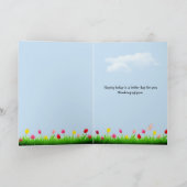 Katze mit roten Tulips auf der Tischkarte Karte (Innenseite)