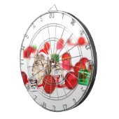 Katze mit roter Weihnachtsmannmütze Weihnachtsschm Dartscheibe (Vorderseite rechts)