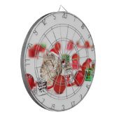 Katze mit roter Weihnachtsmannmütze Weihnachtsschm Dartscheibe (Vorderseite Links)