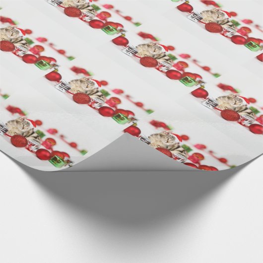 Katze mit roter Weihnachtsmannmütze Weihnachtsschm Geschenkpapier (Ecke)