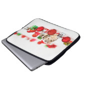 Katze mit roter Weihnachtsmannmütze Weihnachtsschm Laptopschutzhülle (Vorne Knopf)