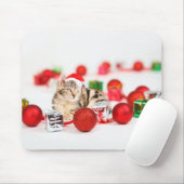 Katze mit roter Weihnachtsmannmütze Weihnachtsschm Mousepad (Mit Mouse)