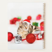 Katze mit roter Weihnachtsmannmütze Weihnachtsschm Planer (Rückseite)