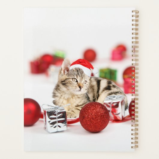 Katze mit roter Weihnachtsmannmütze Weihnachtsschm Planer (Rückseite)