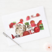 Katze mit roter Weihnachtsmannmütze Weihnachtsschm Rechteckiger Aufkleber (Umschlag)