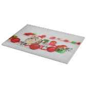 Katze mit roter Weihnachtsmannmütze Weihnachtsschm Schneidebrett (Ecke)